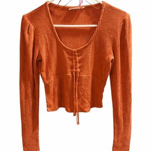 SO Women's Rust Ribbed Long Sleeve Top